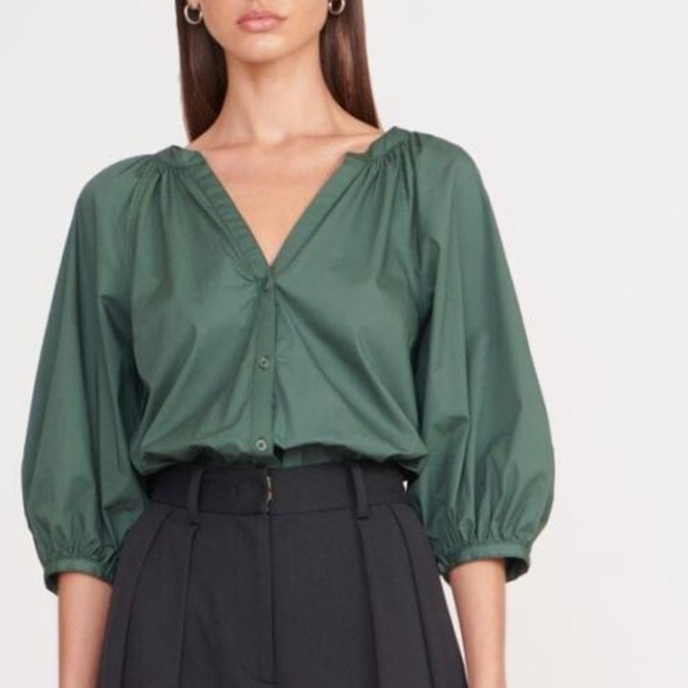 STAUD Dill Blouse in Pine - Size Small